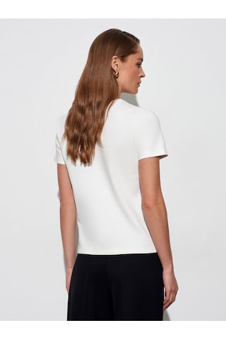 Dilvin 32779 Bisiklet Yaka T-shirt-ekru
