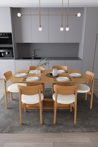 Modern Dolaplı 6 Kişilik Mutfak Yemek Masası Ve Sandalye %100 Mdf Mutfak Yemek Odası Masası Takımı Ymt06 Karına
