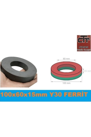 Mıknatıs Halka Büyük 5 Adet Y30 Güçlendirilmiş Ferrit 100X60X15Mm
