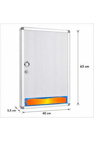96'lı İthal Alüminyum Anahtar Dolabı 40x63x5,5 Cm Gri