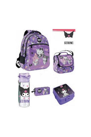 Hello Kitty İlk Okul Çantası - Sırt Çantası / Orjinal Lisanslı Lüx Çanta Mor / Beslenme 3'lü