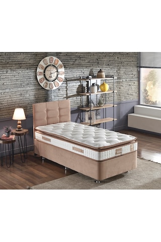 Nironyatak Niron Queen 80X180 Cm Tek Kişilik Pedli Yatak Seti - Sütlü Kahve