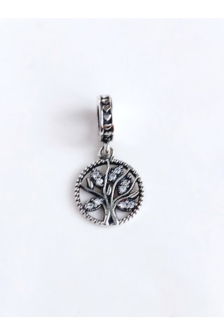 Gümüş Işıltılı Aile Yaşam Ağacı Pan Tasarım Charm
