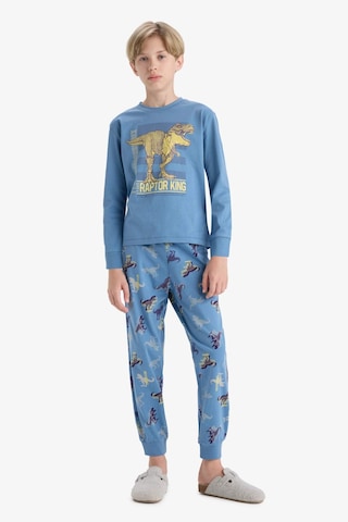 Defacto Erkek Çocuk Pijama Takımı Dinozor Baskılı Uzun Kollu Üst Uzun Alt F1891a825aube484 Mavi