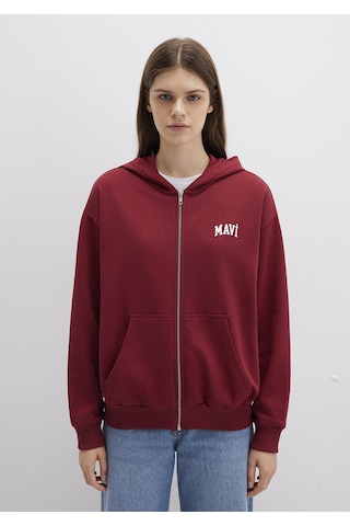 Mavi - Mavi Logo Baskılı Kapüşonlu Fermuarlı Bordo Sweatshirt 1s10178-85493 Bordo