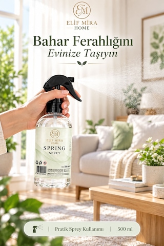 Oda Kokusu Sprey Spring Kalıcı Oda Parfümü 500 Ml Bahar Esintisi