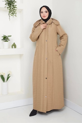 İçi Kürklü Tam Boy Kaban Mont - Bej / M0102 Bej