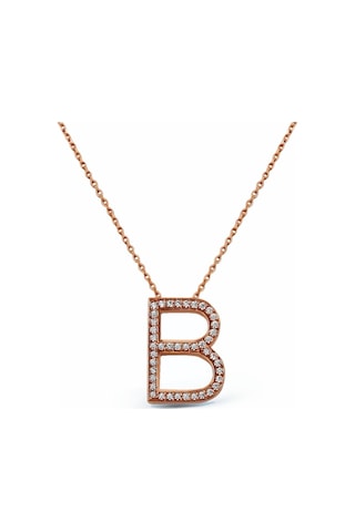 925 Ayar Gümüş Rose B Harfi Kolye - 23089101 Rose Gold