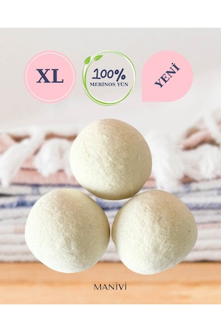 % 100 Merinos Yün Keçe Çamaşır Kurutma Topu Xl 3 Adet Büyük 50+ Çap Çamaşır Kurutma Topu Renkli