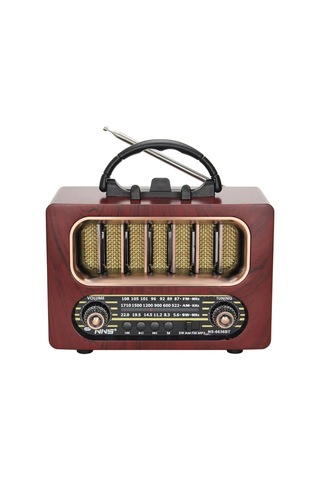 Orta Boy Retro Ahşap Tasarım Bluetooth Hoparlörlü Radyo Fm/am Destekli, Şarjlı Ve Taşınabiliri Radyo Ns-6636 Bx40