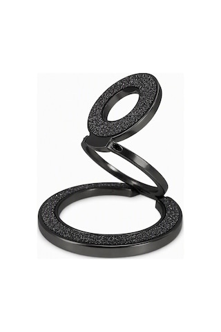 Zore Paris M102 Glitter Magnetik Ring Standlı Simli Telefon Tutucu Siyah