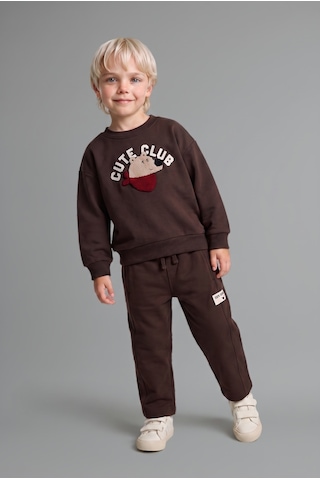 Defacto %100 Pamuk Oversize Ayıcık Aplikeli Sweatshirt Erkek Bebek I3805a526wnbn267 Kahve-bn267