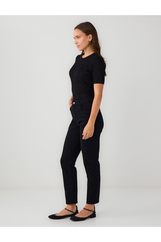 Jimmy Key Jimmy Key Siyah Normal Paça Yüksek Bel Cepli Dokuma Pantolon 6sw185478900