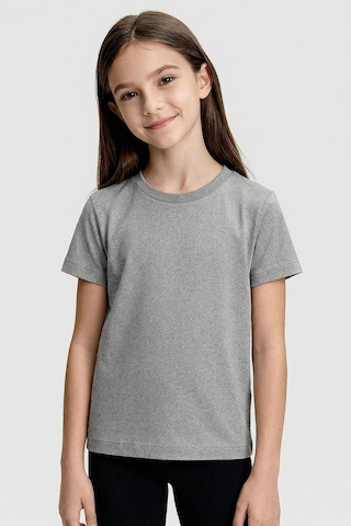 Gri Melanj O Yaka Standart Fit Basic Unisex Çocuk T-shirt - 11328 Grimelanj