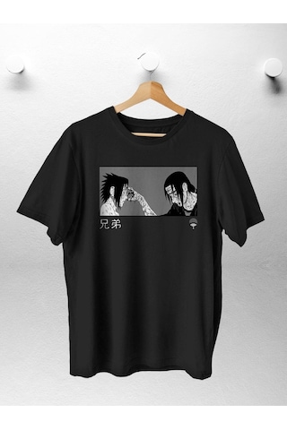 Unisex Kadın Erkek Uchiha Itachi Naruto Anime Karakter Tasarım Baskılı Oversize Siyah T-shirt Siyah Mck1768 Siyah