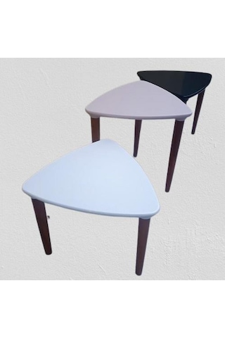 Zigon Sehpa Model 90517 Konik Ayak Üçgen Tabla Üç Renk Kutuda Sevk El Yapım