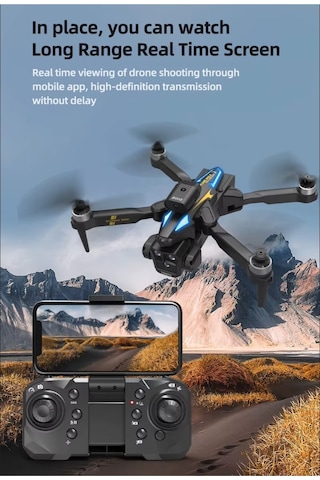 Çift Kameralı Engel Kaçınma Sensörlü Drone Uzaktan Kumandalı App Destekli Led Işıklı Quadcopter
