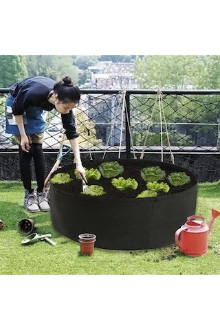 Neevoyu Mor Dairesel Bitki Yetiştirme Çanta, Isı Regülasyonu Ve İyi Drenaj Sağlar, İç/ Dış Bahçe Kullanıma Uygun 50cmx20cm, Kollü Yok