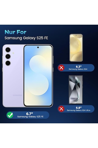 Samsung Galaxy Uyumlu S25 Fe Kılıf Kamera Korumalı Yumuşak Şeffaf Silikon + 9h Ekran Koruyucu Cam Şeffaf