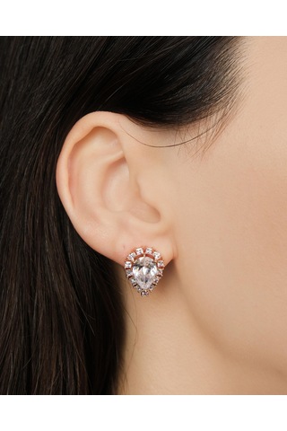 Lekka Design Kadın Kararmaz Çelik Lüks Takı Damla Zirkon Taşlı Şık Abiye Küpe Altın