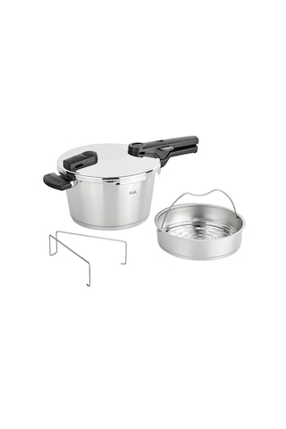 4'lü Set - Fissler Glossy 4,5lt Düdüklü Tencere + 2’li Tava & Karaca Bıçak Seti
