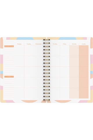 Süresiz Planlayıcı Spiralli Ajanda Defter Lotus 17x24 Cm Çok Renkli
