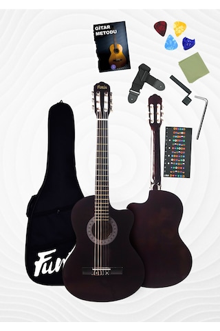 Cg-3901cf Klasik Gitar 4/4 Sap Ayarlı Kesik Kasa Full Set Kahverengi