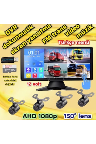 4 Adet 1080p Ahd 150'' Kamera Dokunmatik 10.36'' Video Müzik Dvr Ekran 10.25"