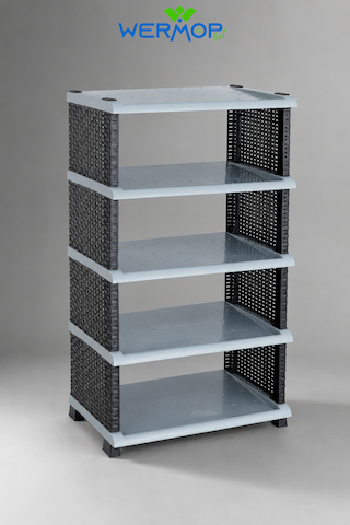 5 Katlı Rattan Görünümlü Ayakkabılık Ayakkabı Rafı Organizer - Gümüş Siyah - Gümüş
