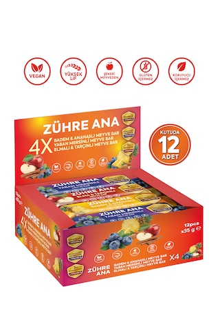 Fonksiyonel Meyve Bar Deneme Paketi 35 Gr X 12 Adet 3 Çeşit