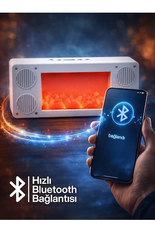 Şömine Alev Efektli Bluetooth Hoparlör I Fm Radyo I Usb Girişli I Hafıza Kartlı I Type-c Şarjlı