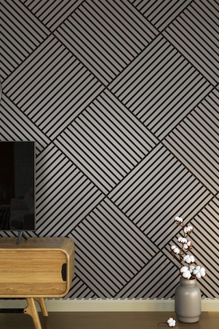 Ahşap Kare Akustik Duvar Kaplama Paneli Mdf 60x60cm Antrasit