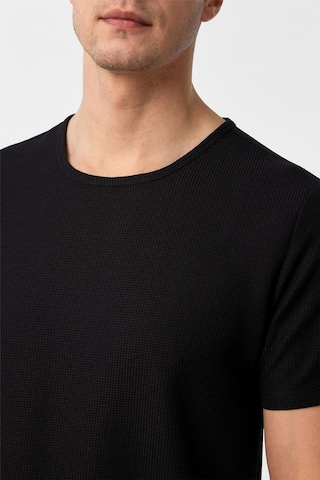 Süvari Siyah Slim Fit Armürlü Bisiklet Yaka Tişört-37262 Siyah