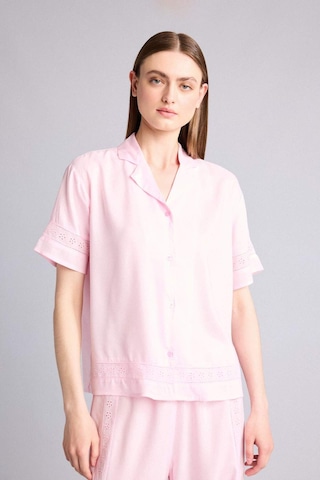 Defacto Regular Fıt Pijama Yaka Dokuma Pijama Üst G8217ax26smpn648 Pembe-pn648