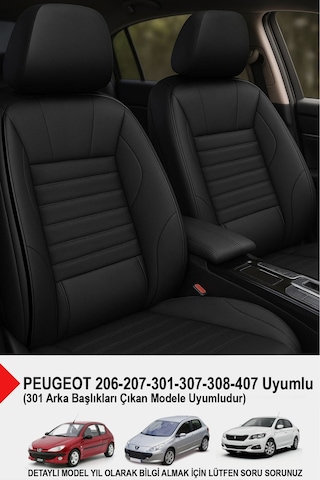 Naz Oto Stone Deri Oto Koltuk Kılıfı - Bel Destekli Peugeot 206-207-208-306-307-407 Uyumlu