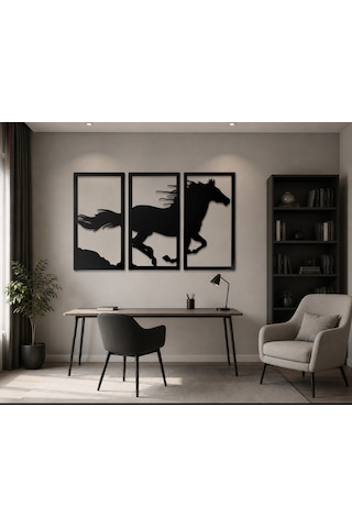 3 Parçalı Modern At Figürlü Mdf Tablo Seti 90x50 Cm Duvar Dekoru 3 Parçalı Modern At Figürlü Mdf Tablo Seti 90x50 Cm Duvar Dekoru