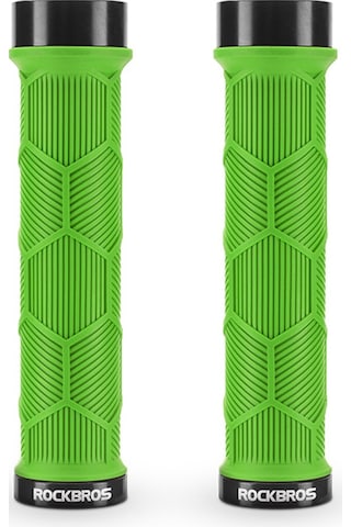 Rockbros 2023-14a Yansıtıcı Uç Tapalı 1 Çift Gidon Sapları Bisiklet Kolu Kapağı - Yeşil
