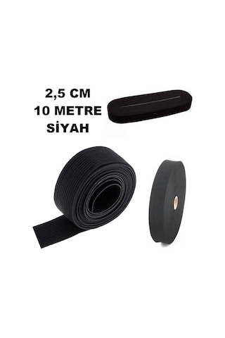 Lastik Sert Yumuşak Çamaşır Don Etek Bel Paça Bebe Lastiği 2.5 CM 10 M Siyah