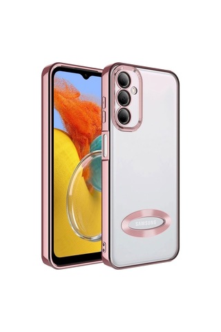 Galaxy M14 Kılıf Kamera Korumalı Logo Gösteren Zore Omega Kapak Rose Gold