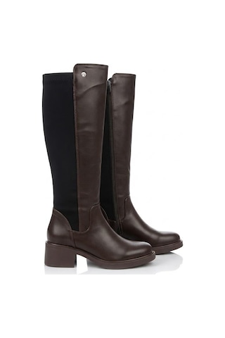 Pierre Cardin 56090 Arkası Strej 5 Cm Topuk Yüksekliği Kaymaz Taban Kadın Çizme Kahve