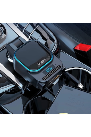 Sc07 96w Araç Şarj Cihazı Pd3.0 & Qc3.0 Hızlı Şarj, Çift Toplanabilir Kablo, Led Ekran