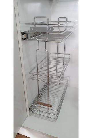 3 Katlı Yandan Raylı Mutfak Dolap İçi Şişelik 20.5cm