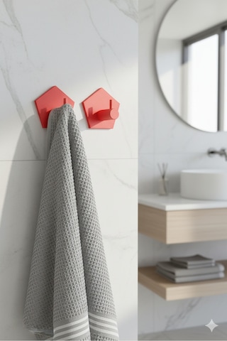 2 Li Askılık Kapı Arkası, Duvara Monte, Dayanıklı Malzeme, Kırmızı 80 Kırmızı