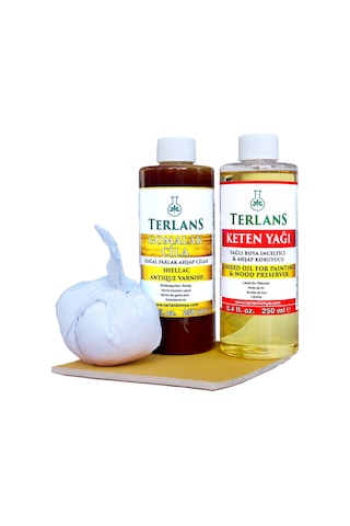Terlans Doğal Ahşap Cila Seti Gomalak Vernik Ve Keten Yağı Koruyucu