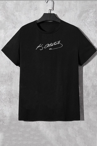 Unisex K.atatürk İmza Baskılı T-shirt Siyah