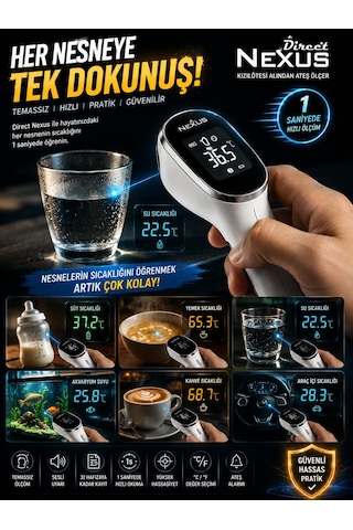 Temassız Kızılötesi Ateş Ölçer 1 Saniyede Hızlı Ölçüm Lcd Ekranlı Dijital Termometre
