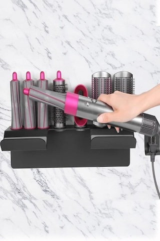 Banyo Düzenleyici Stand Saç Şekillendirici Düzleştirici Uyumlu Banyo Askısı Antrasit
