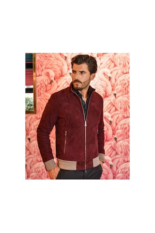 M M Marki Marki Erkek Bordo Hakiki Süet Deri Ceket Fermuarlı, Astarlı, 4 Cepli, 67 Cm - 504422