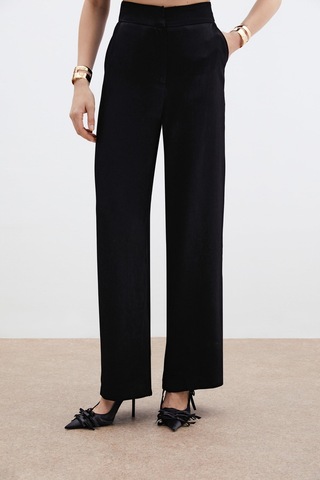 Sateen Cepli Bol Pantolon - Siyah-136041 Siyah