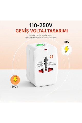 4 Adet Akım Korumalı Universal Seyahat Adaptörü Priz Çevirici 110-250v Geniş Voltaj Desteği Diğer